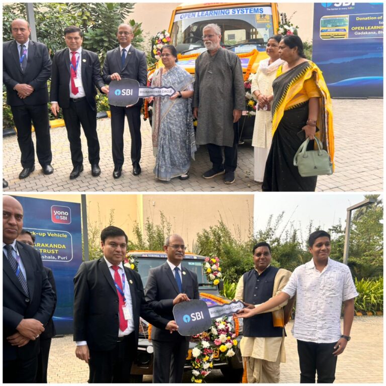 SBI BHUBANESWAR CIRCLE DONATED SCHOOL BUS AND PICK UP VEHICLE UNDER CSR INITIATIVE